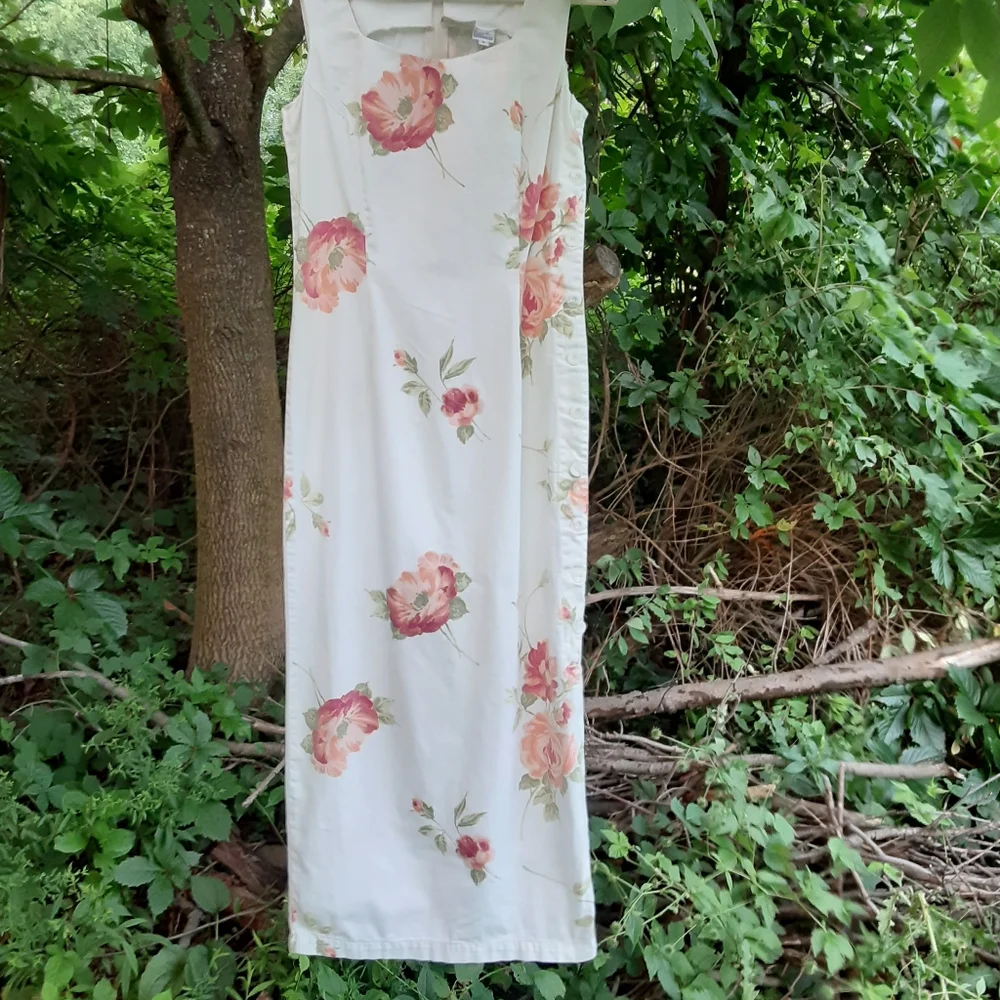 Vintage y2k Newport News thick cotton side button floral dress in 6 - Picture 7 of 9